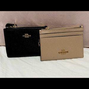 Coach Mini ID Case Bundle, Black/Black and Beige/Red.